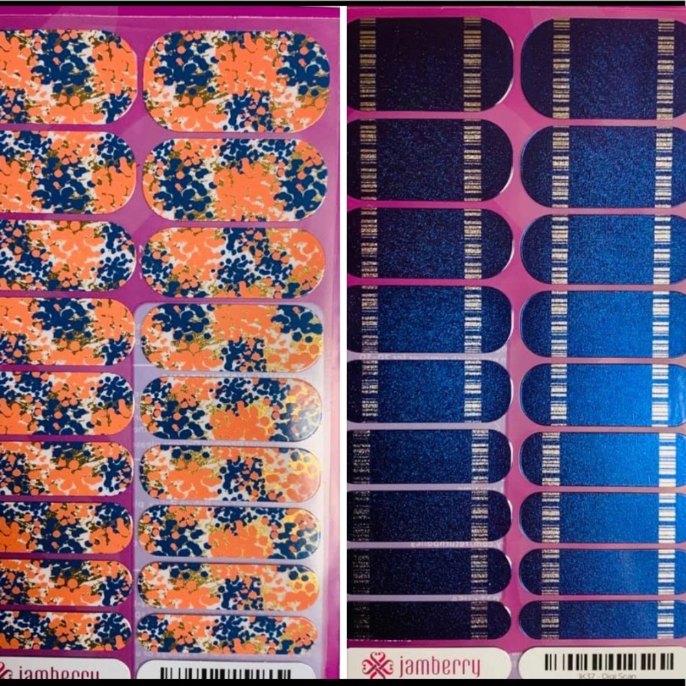 Jamberry nail sheets - set of 2 - blue and orange